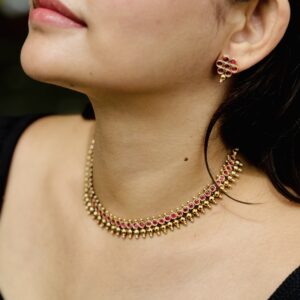 Premium Traditional Ruby Stone Necklace Set