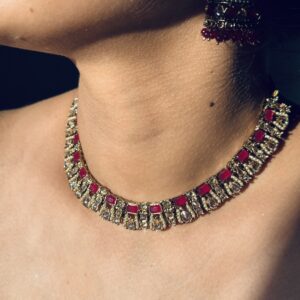 Ruby and Diamond Choker Necklace Set