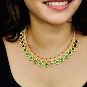 Emerald Heart Charm Necklace