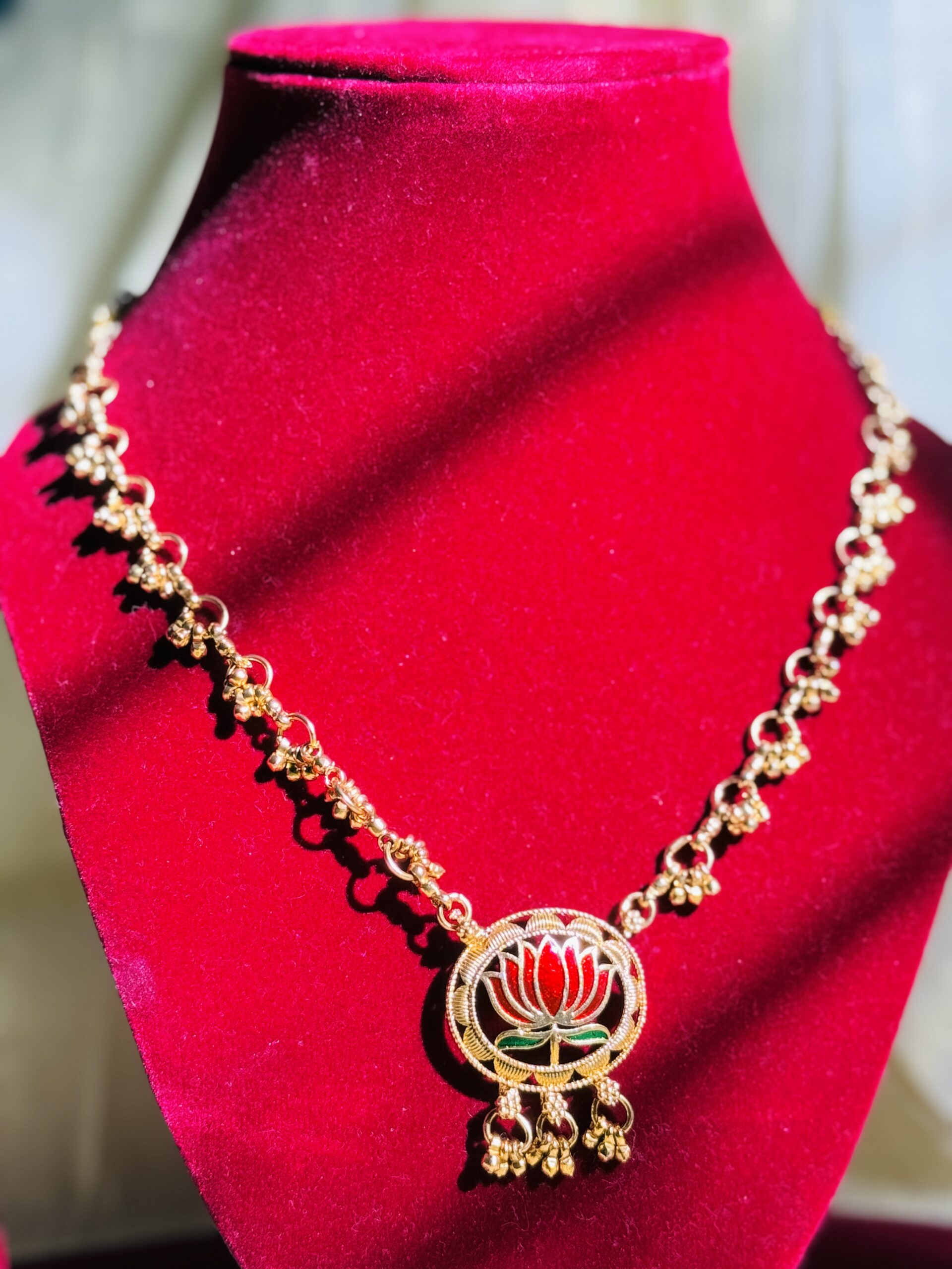Long Lotus Haram Necklace Set